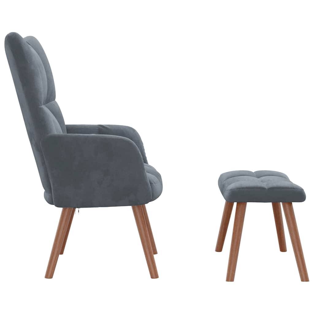 vidaXL Relaxsessel mit Hocker Dunkelgrau Samt