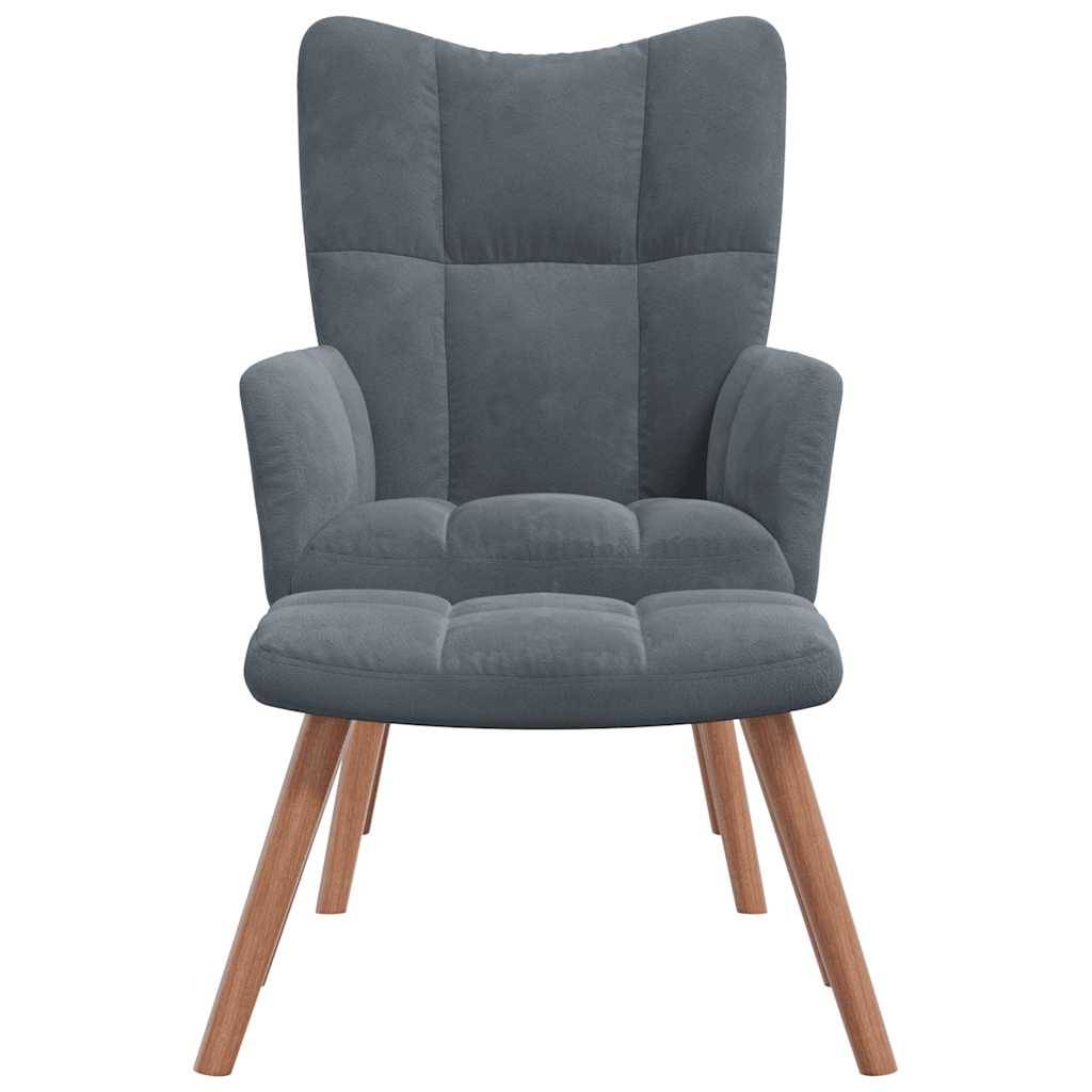 vidaXL Relaxsessel mit Hocker Dunkelgrau Samt