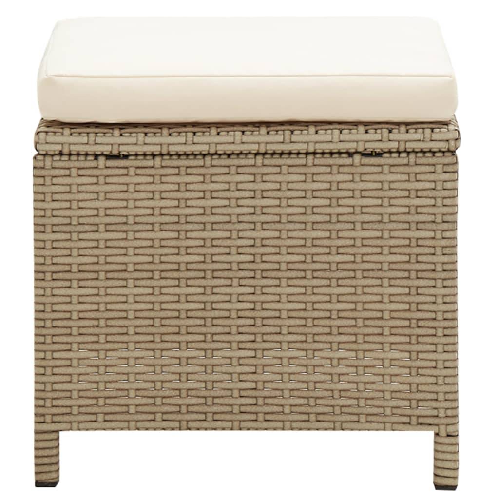 vidaXL Gartenhocker 4 Stk. mit Sitzkissen Poly Rattan Beige