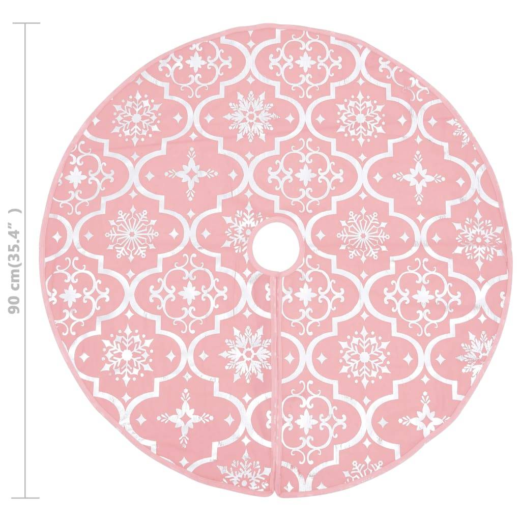 vidaXL Luxus-Weihnachtsbaumdecke mit Socke Rosa 90 cm Stoff