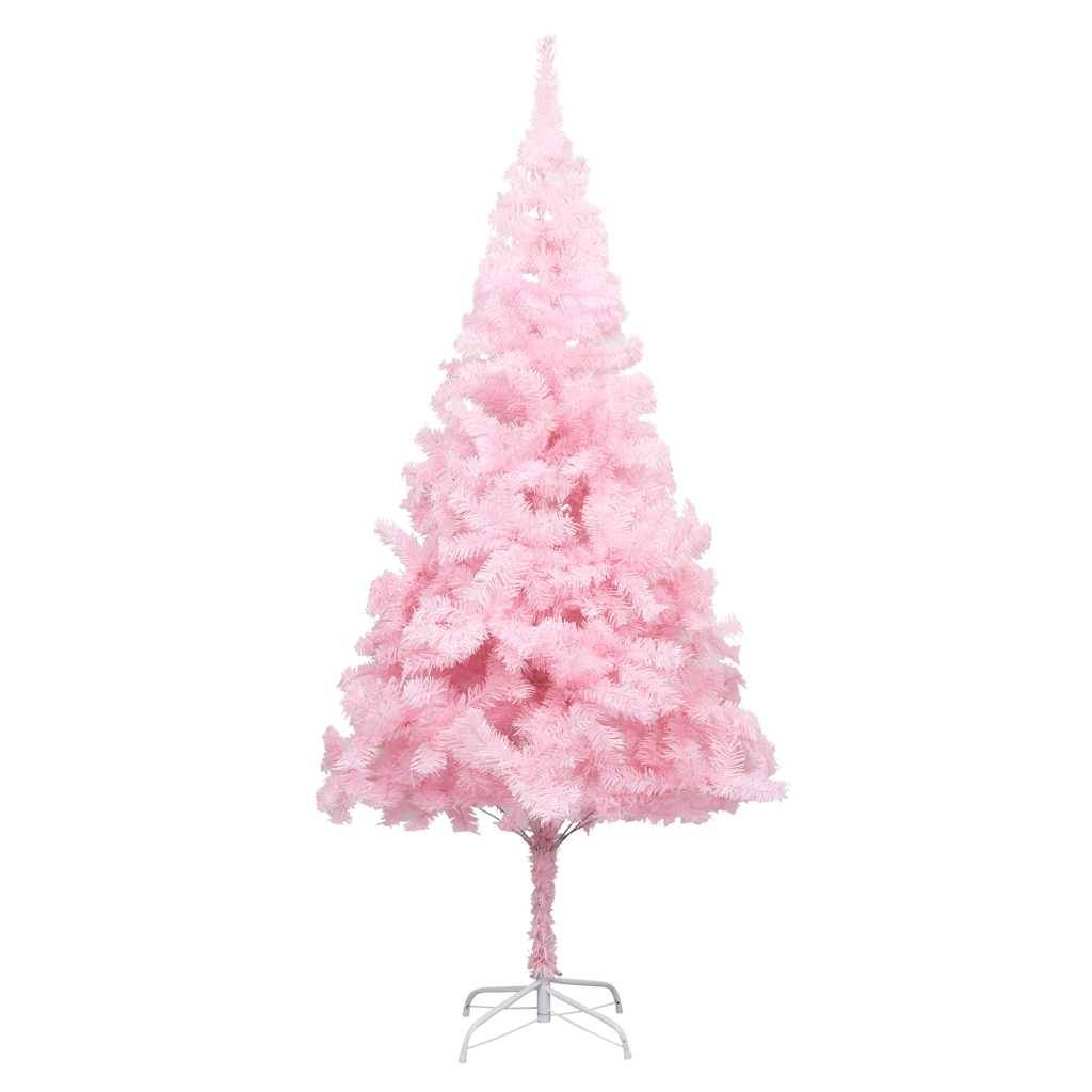 vidaXL Künstlicher Weihnachtsbaum mit Beleuchtung &amp; Kugeln Rosa 240cm