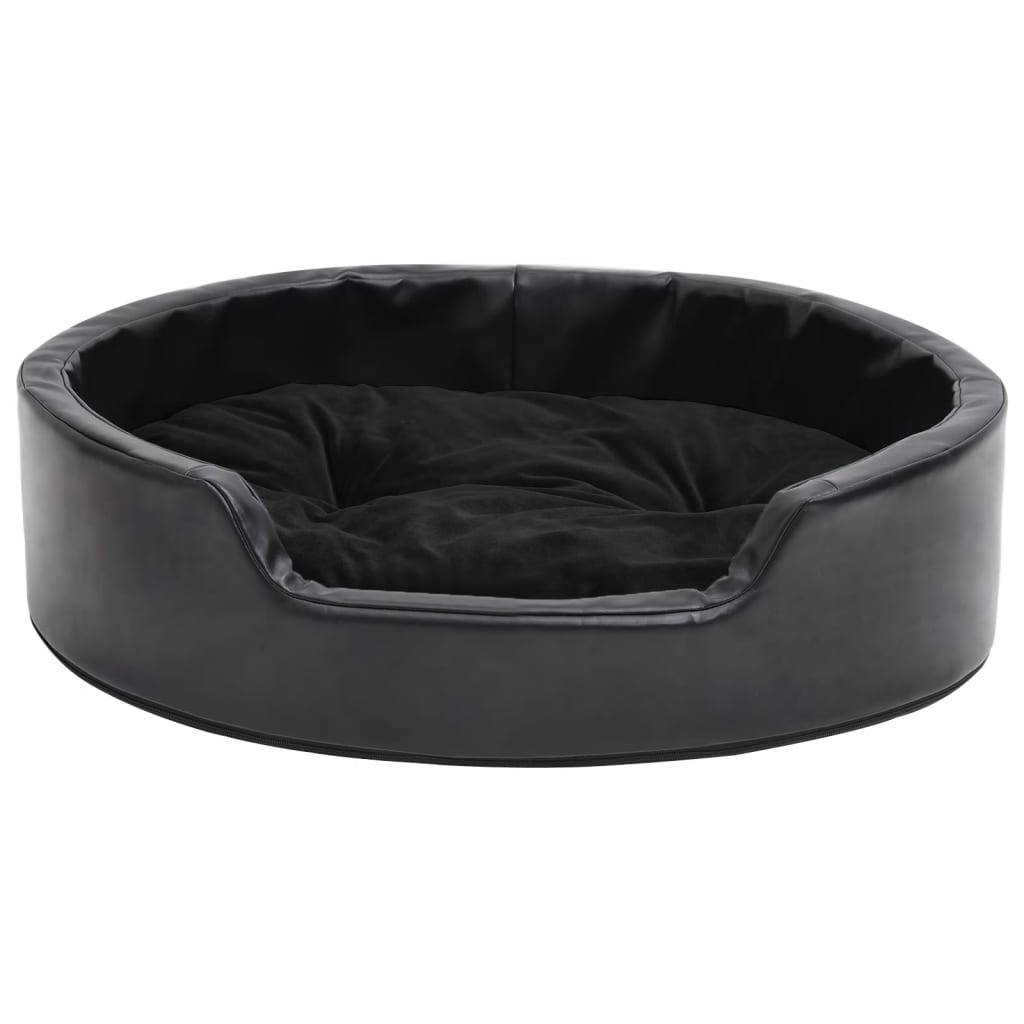 vidaXL Hundebett Schwarz 69x59x19 cm Plüsch und Kunstleder