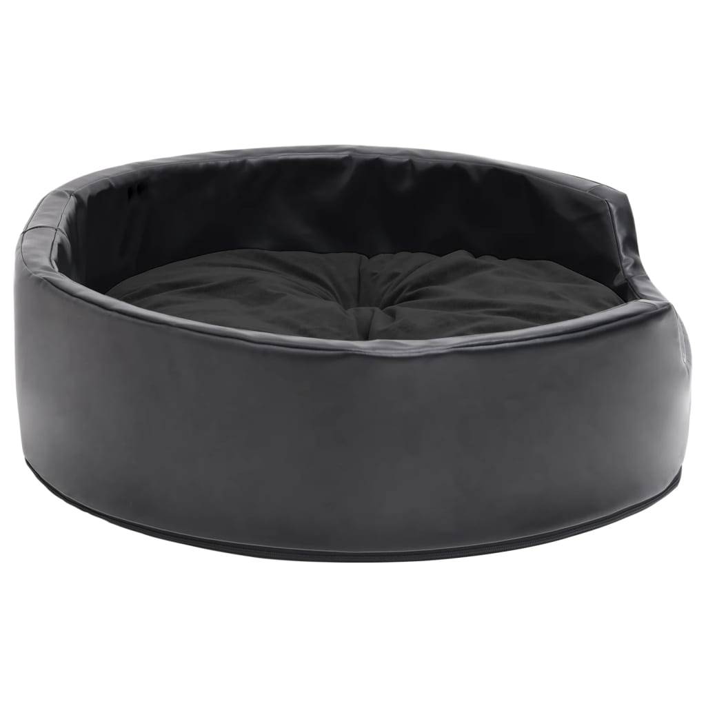 vidaXL Hundebett Schwarz 69x59x19 cm Plüsch und Kunstleder