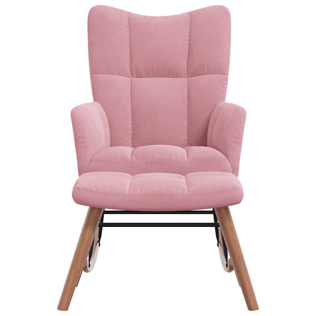 vidaXL Schaukelstuhl mit Hocker Samt Rosa