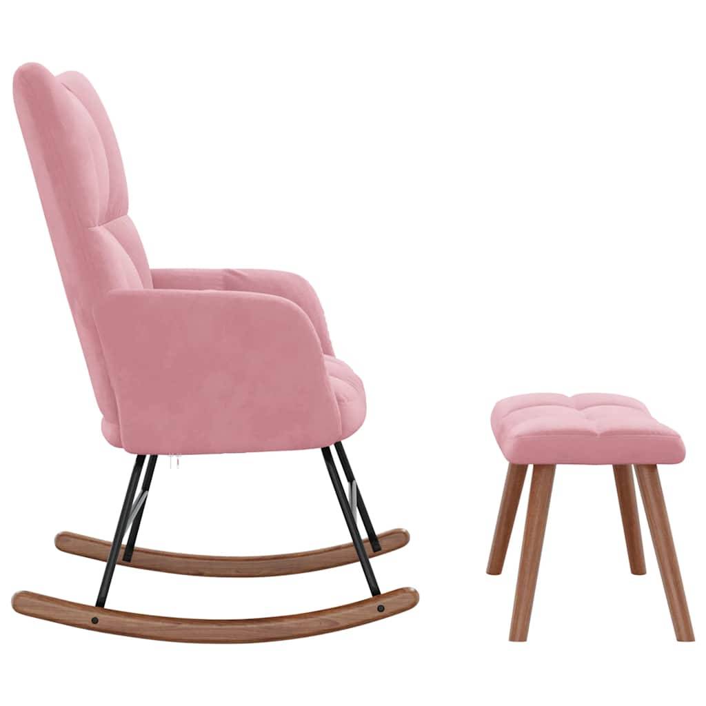 vidaXL Schaukelstuhl mit Hocker Samt Rosa