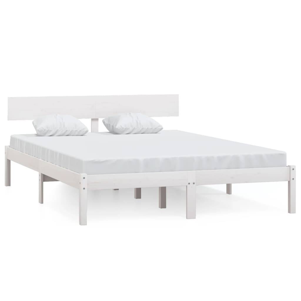 vidaXL Massivholzbett Weiß 120x190 cm