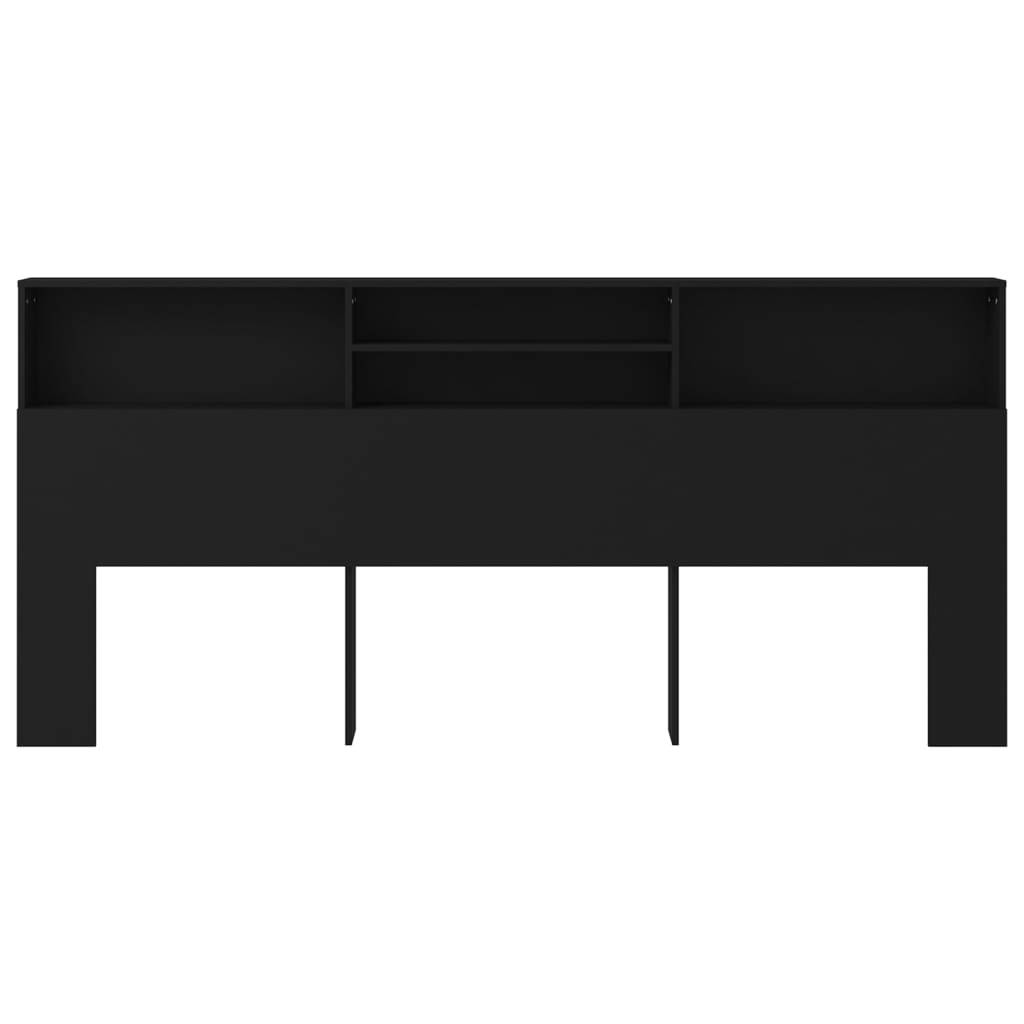 vidaXL Kopfteil mit Ablagen Schwarz 220x19x103,5 cm