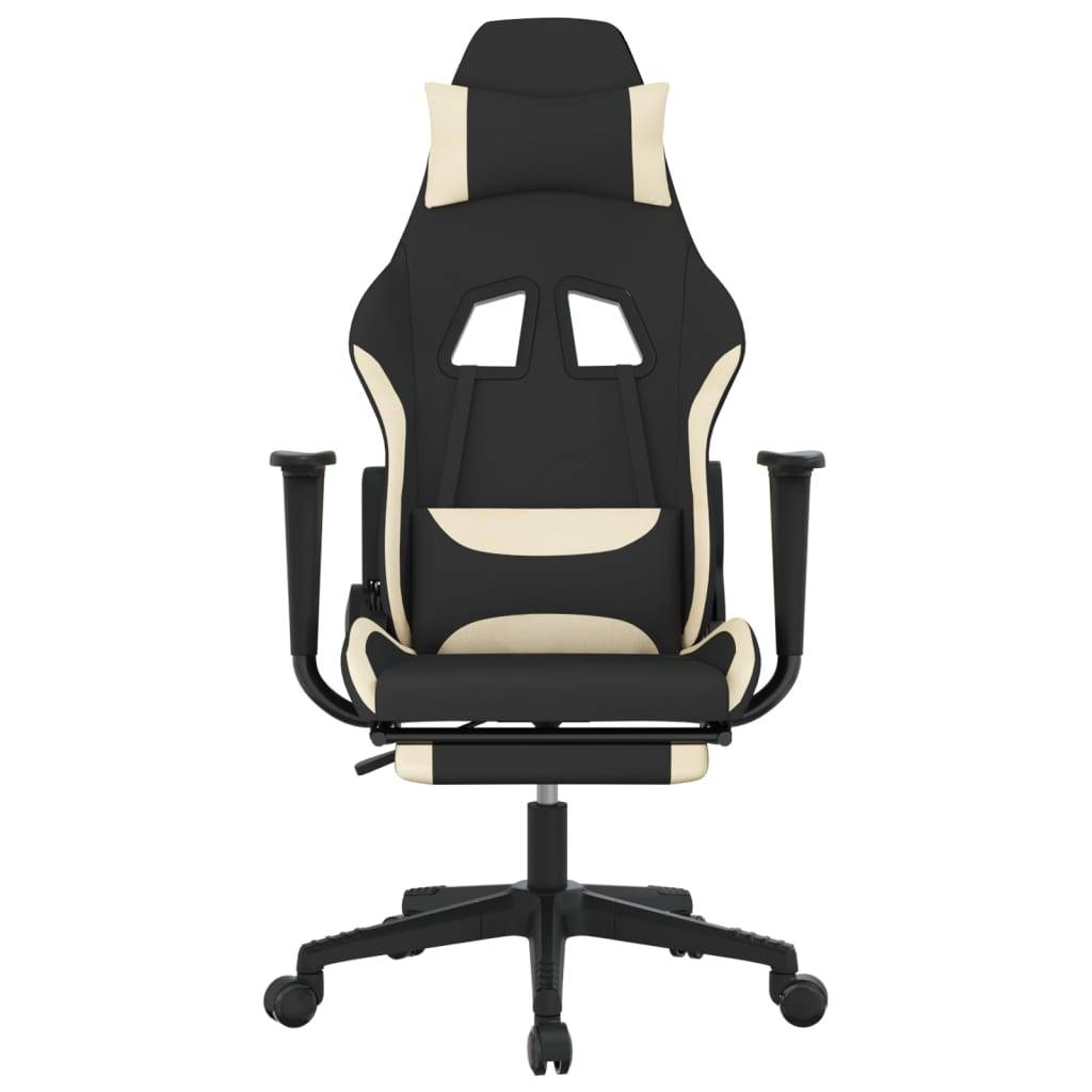 vidaXL Gaming-Stuhl mit Massage & Fußstütze Schwarz und Creme Stoff