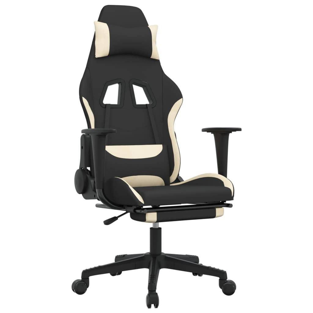 vidaXL Gaming-Stuhl mit Fußstütze Schwarz und Creme Stoff