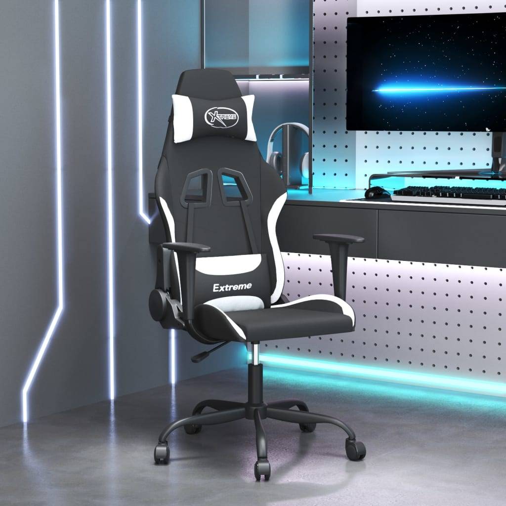 vidaXL Gaming-Stuhl Schwarz und Weiß Stoff
