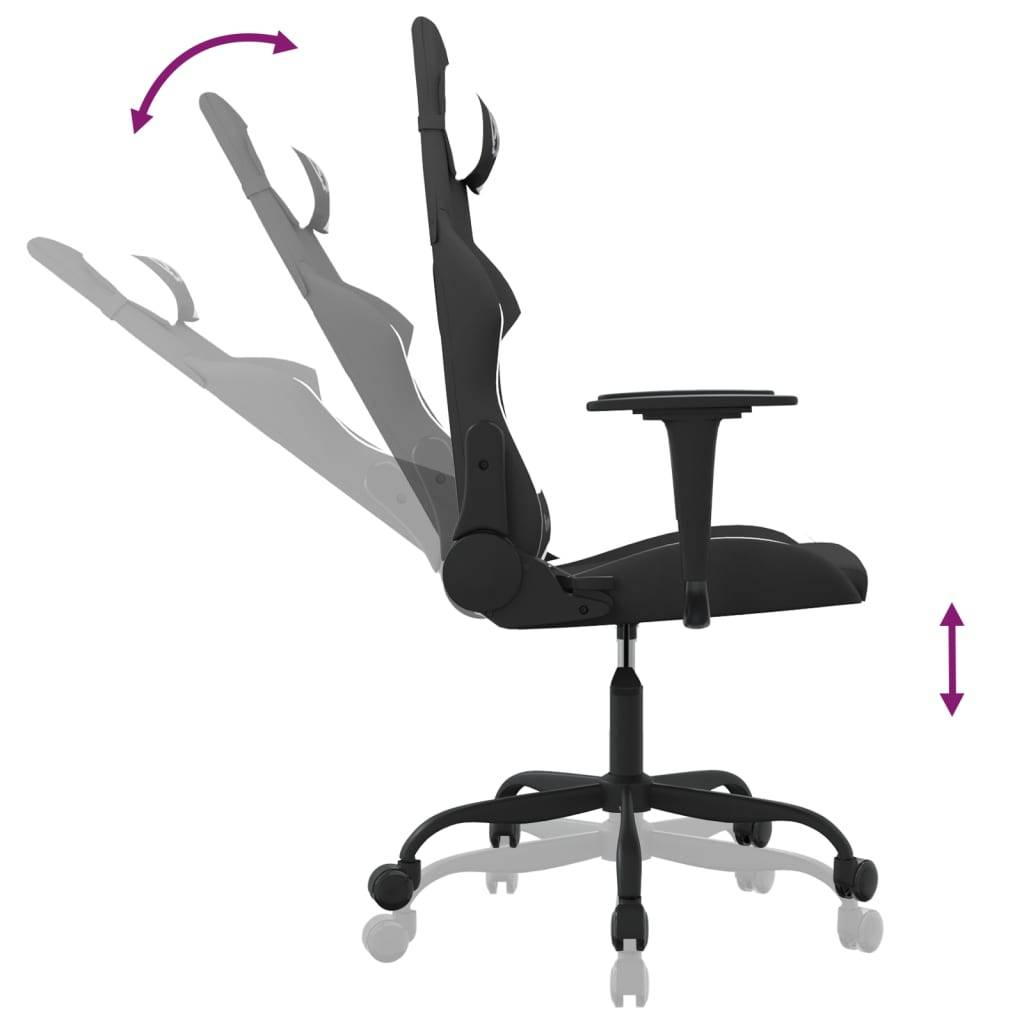 vidaXL Gaming-Stuhl Schwarz und Weiß Stoff