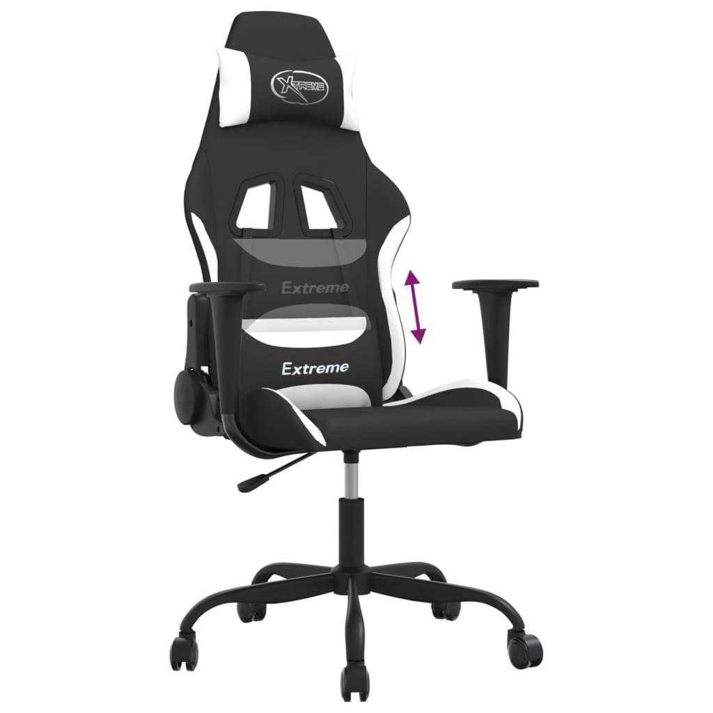 vidaXL Gaming-Stuhl Schwarz und Weiß Stoff