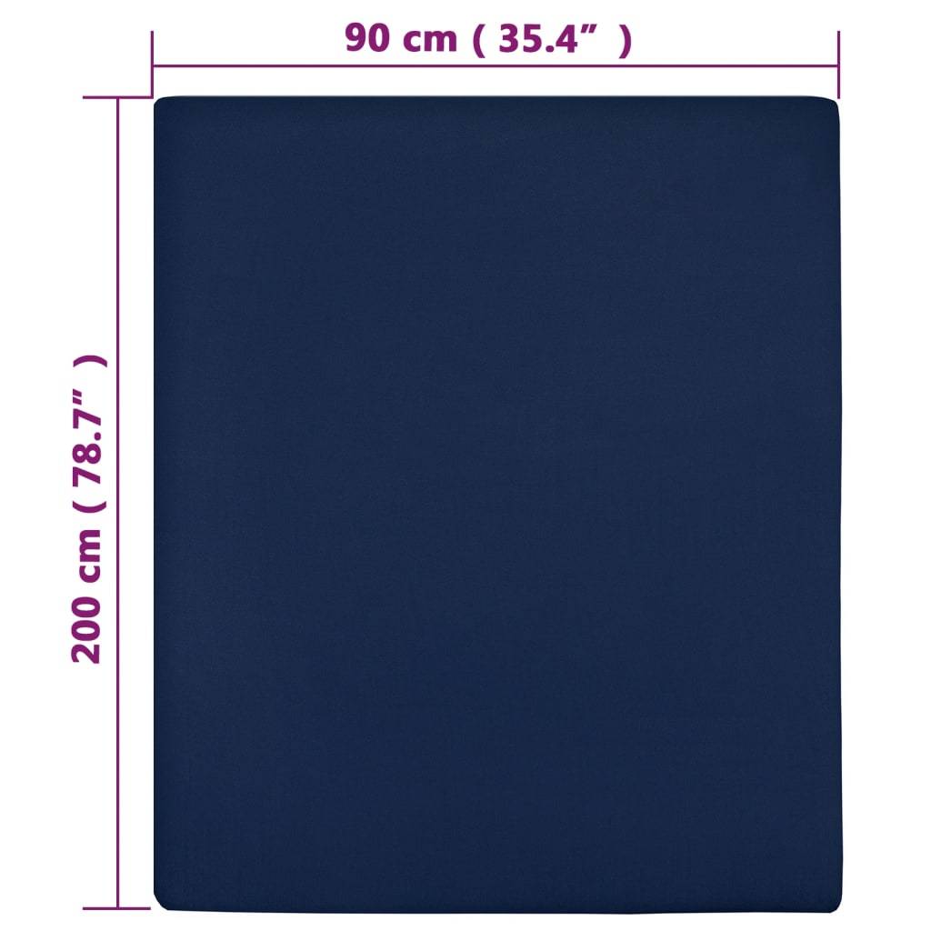 vidaXL Spannbettlaken 2 Stk. Jersey Marineblau 90x200 cm Baumwolle