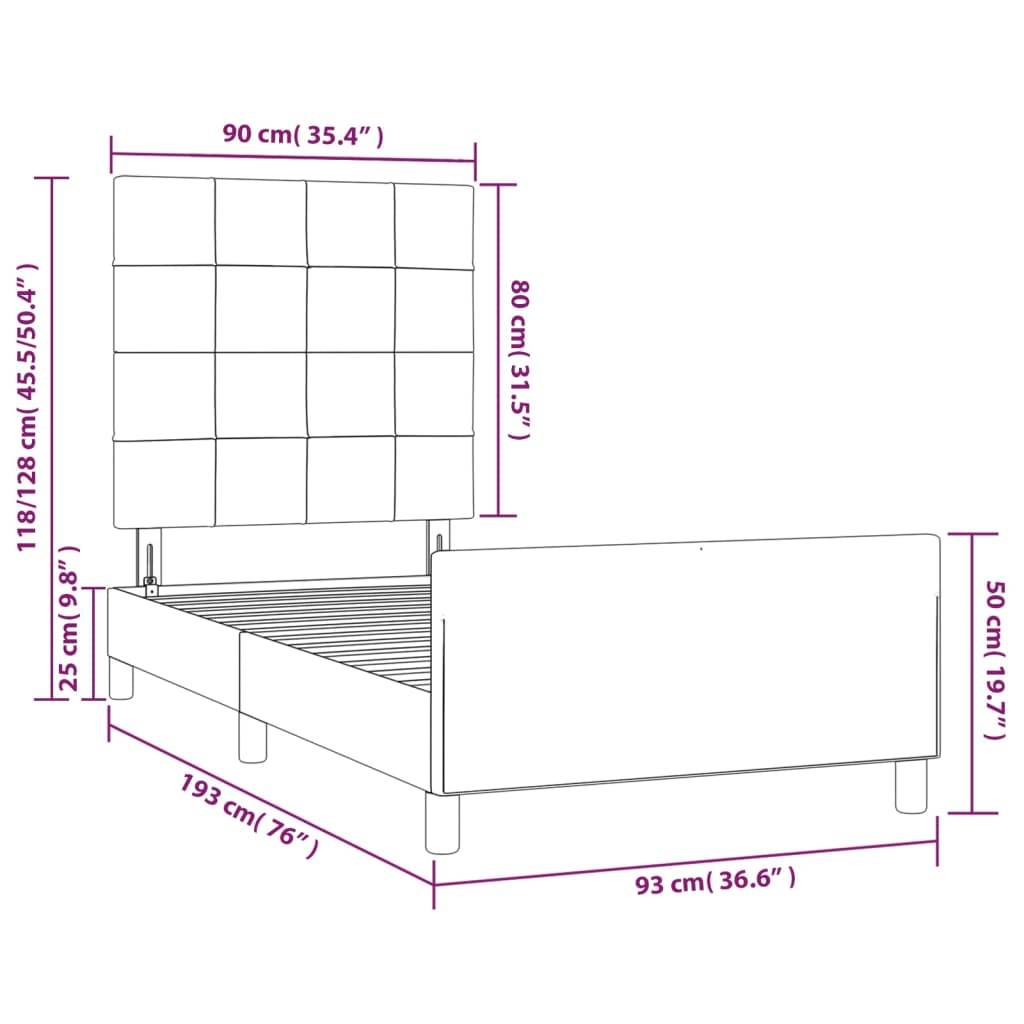 vidaXL Bettgestell ohne Matratze Blau 90x190 cm Stoff