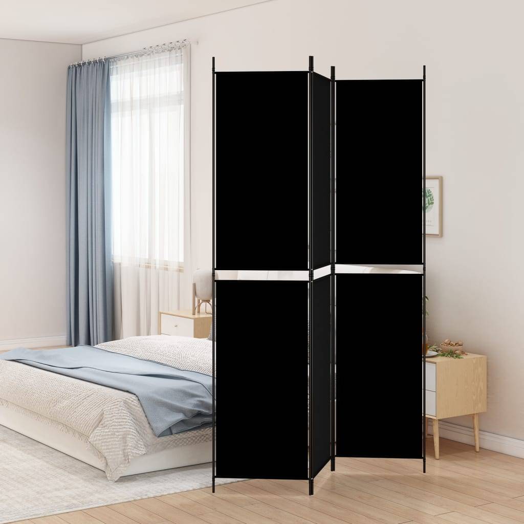 vidaXL 3-tlg. Paravent Schwarz 150x220 cm Stoff