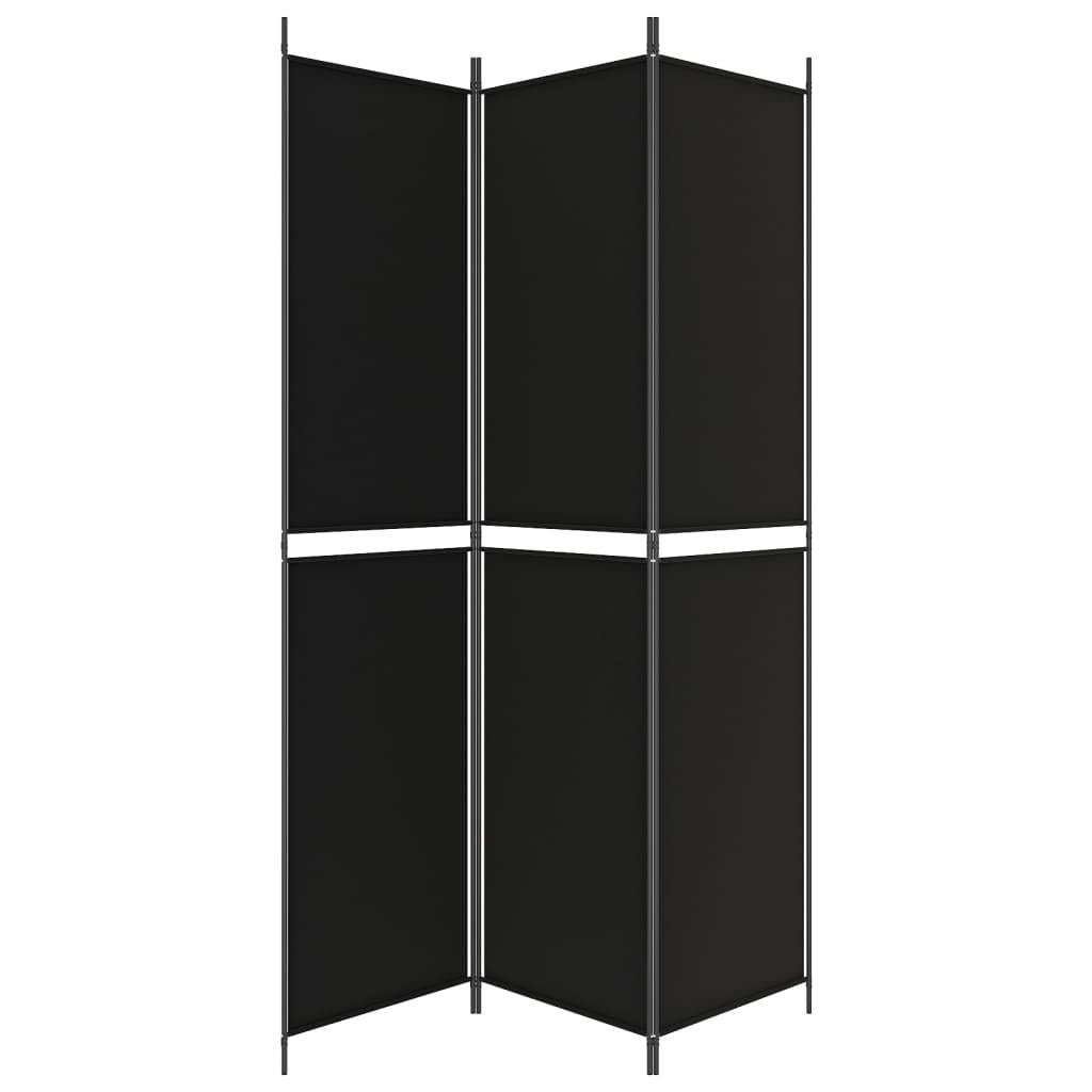 vidaXL 3-tlg. Paravent Schwarz 150x220 cm Stoff