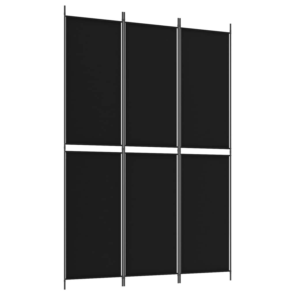 vidaXL 3-tlg. Paravent Schwarz 150x220 cm Stoff