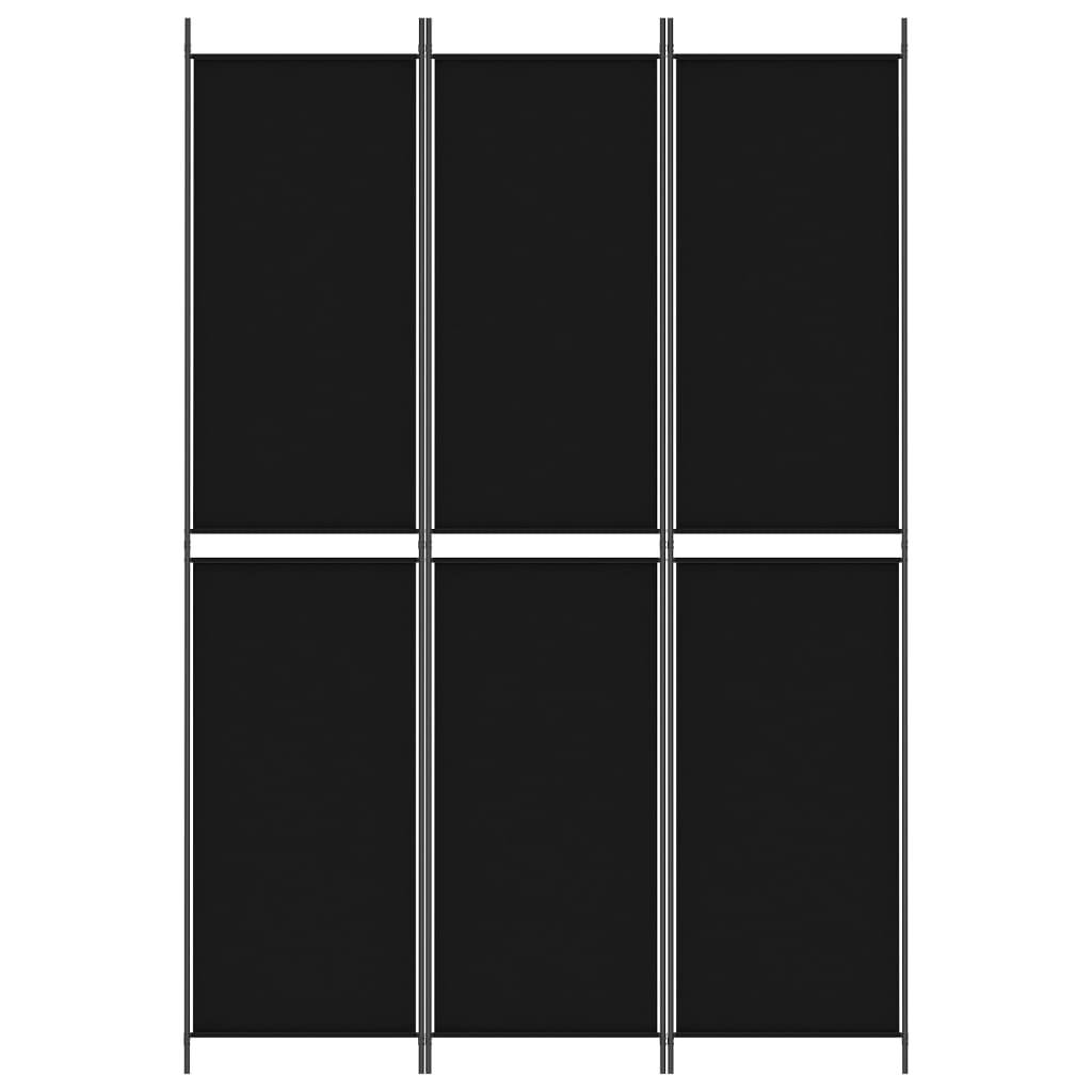 vidaXL 3-tlg. Paravent Schwarz 150x220 cm Stoff