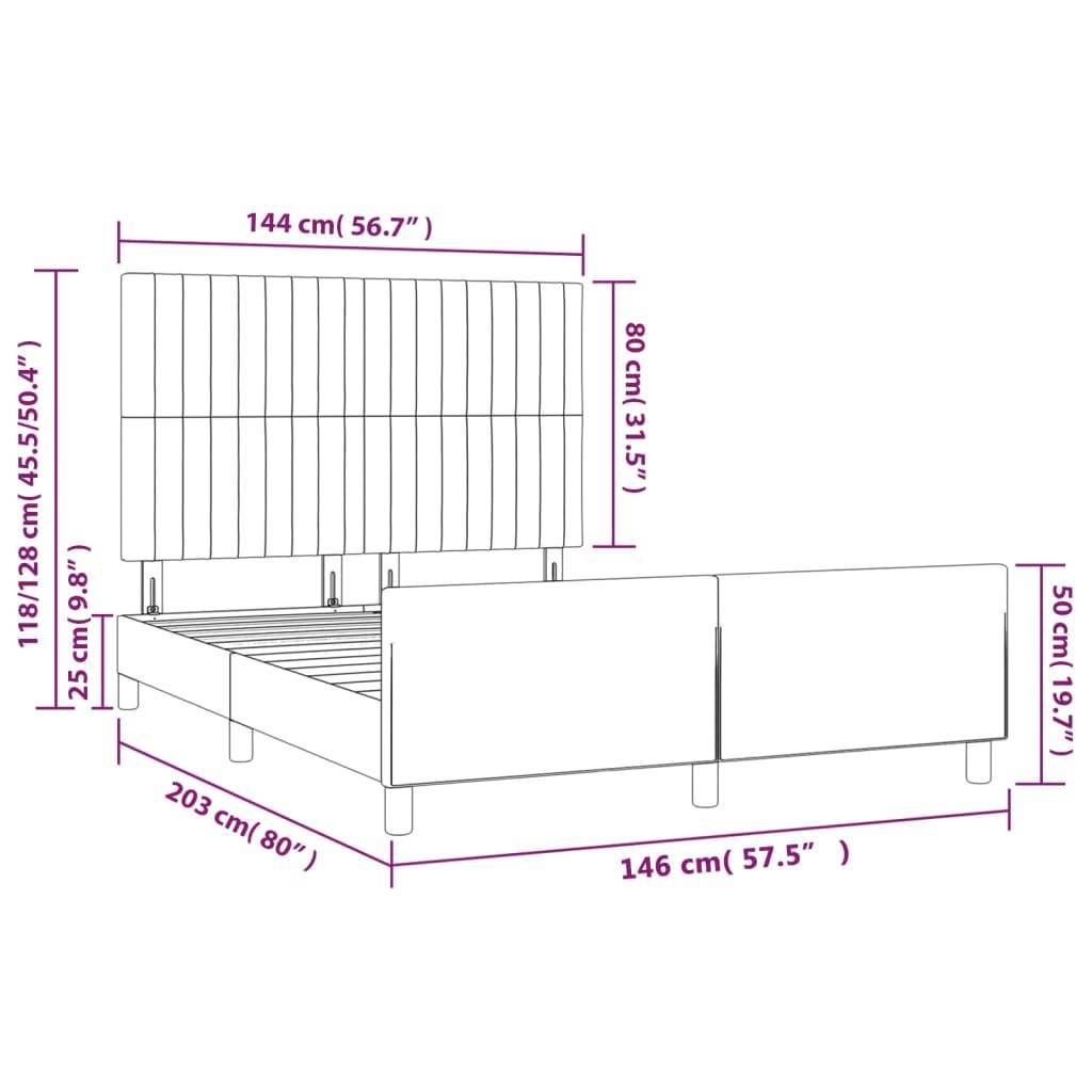 vidaXL Bettgestell ohne Matratze Taupe 140x200 cm Stoff