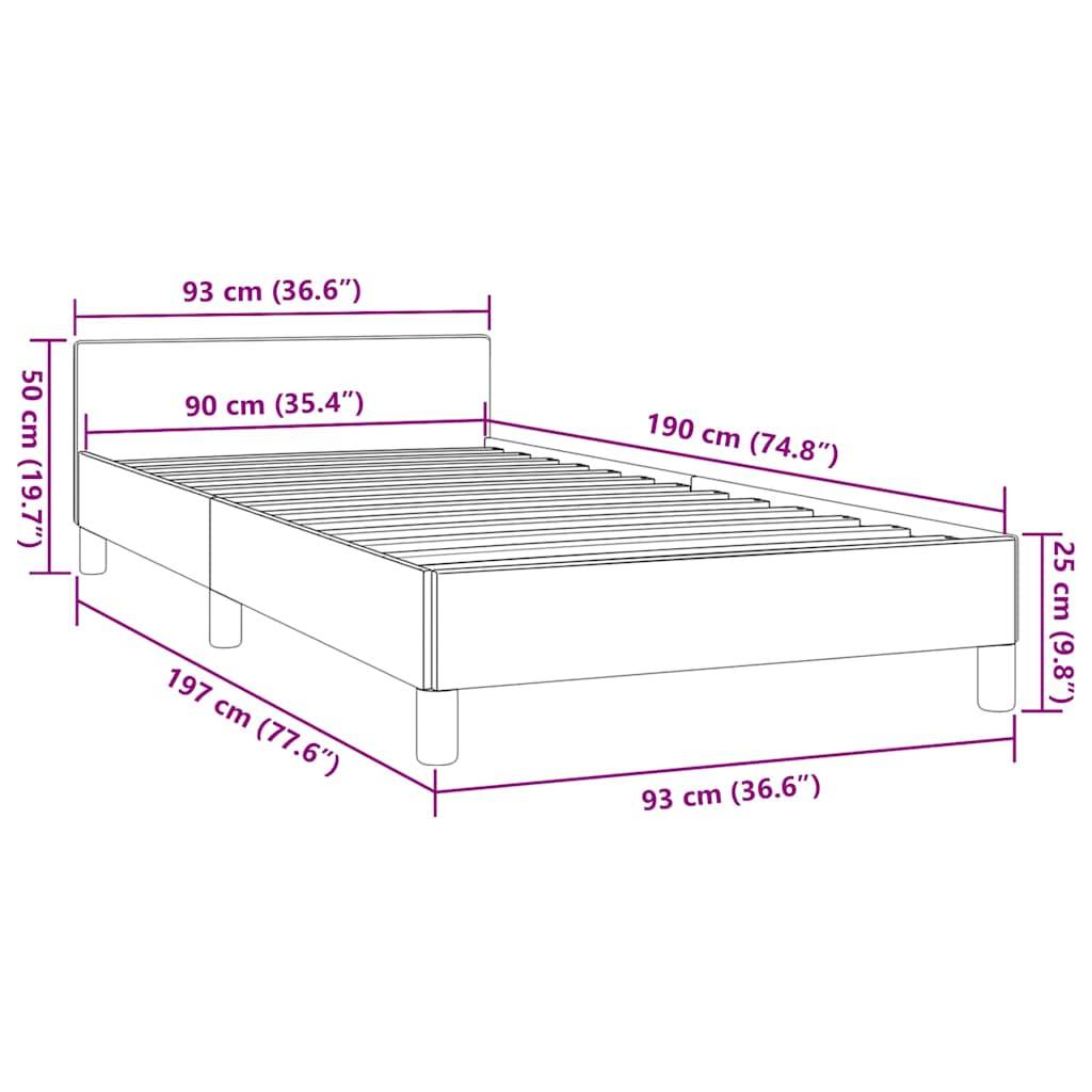 vidaXL Bettgestell mit Kopfteil ohne Matratze Schwarz 90x190 cm