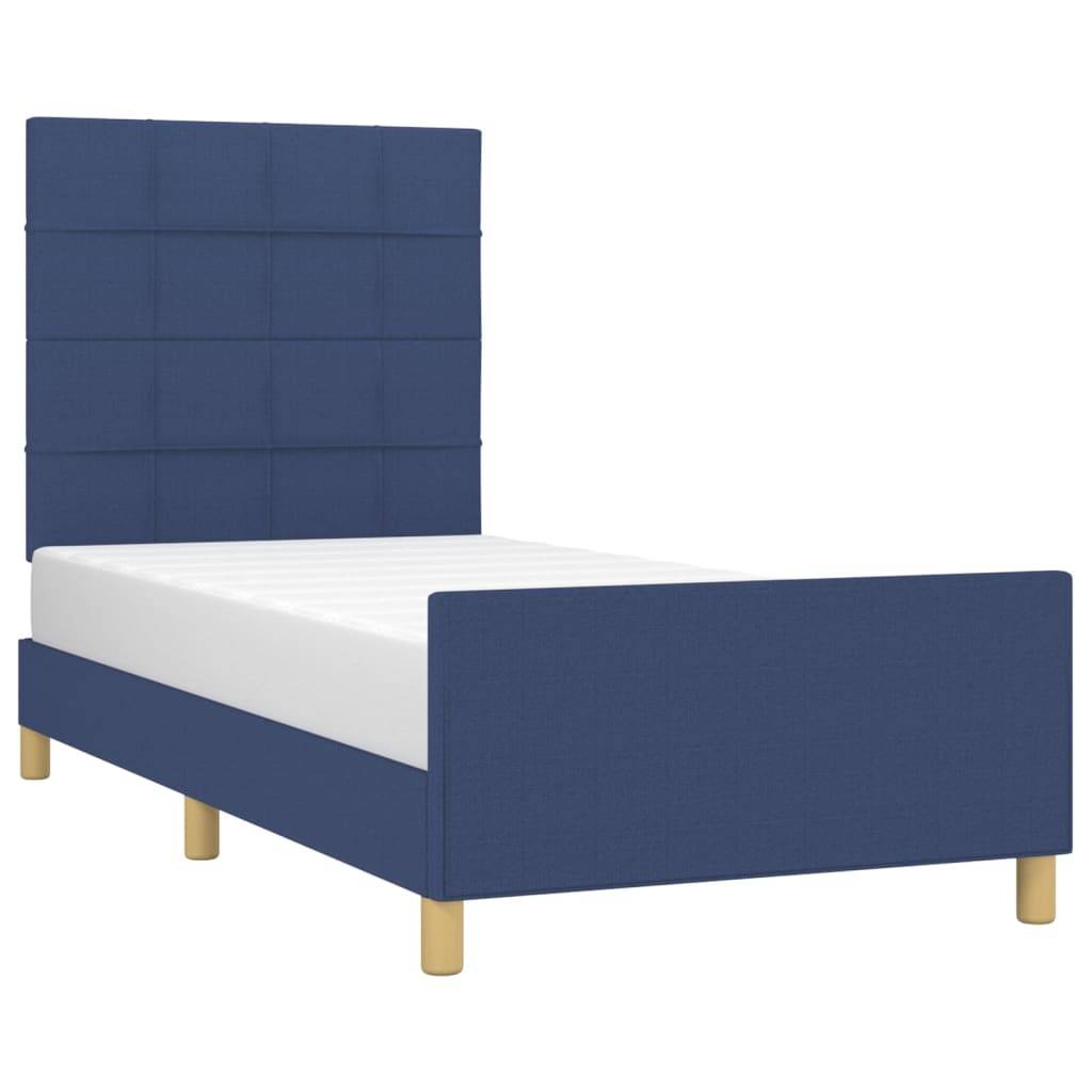 vidaXL Bettgestell ohne Matratze Blau 90x190 cm Stoff