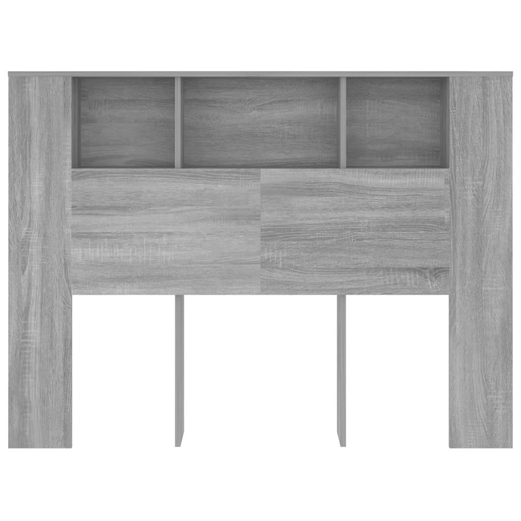 vidaXL Kopfteil mit Ablagen Grau Sonoma 140x18,5x104,5 cm