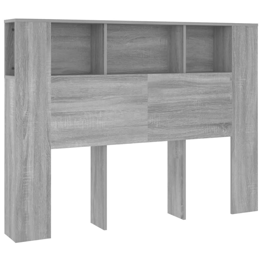 vidaXL Kopfteil mit Ablagen Grau Sonoma 140x18,5x104,5 cm