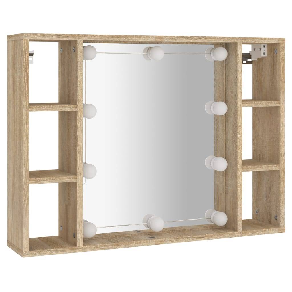 vidaXL Spiegelschrank mit LED Sonoma-Eiche 76x15x55 cm