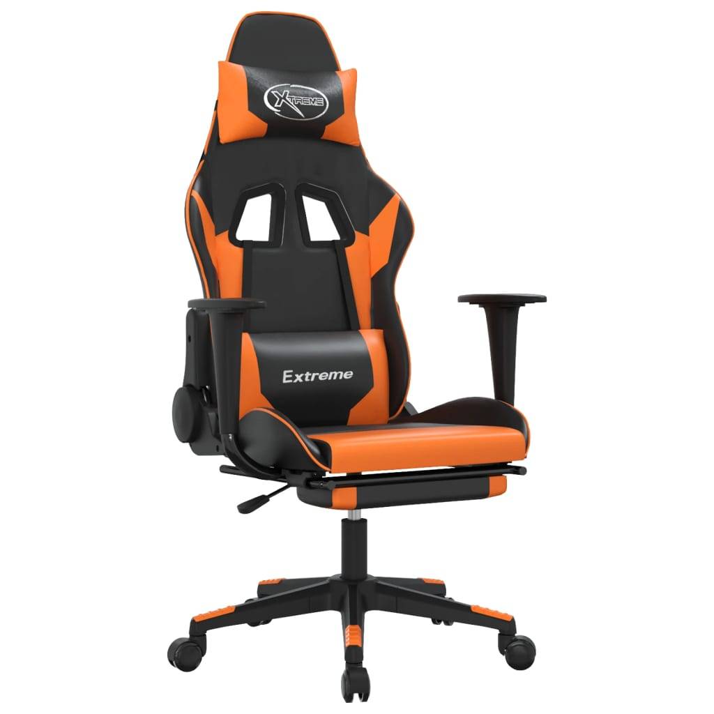 vidaXL Gaming-Stuhl mit Fußstütze Schwarz und Orange Kunstleder