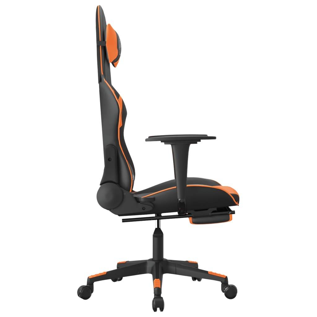 vidaXL Gaming-Stuhl mit Fußstütze Schwarz und Orange Kunstleder