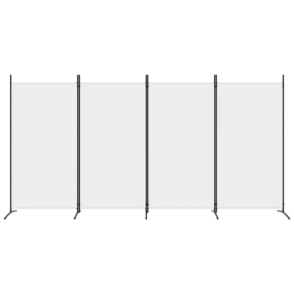 vidaXL 4-tlg. Paravent Weiß 346x180 cm Stoff