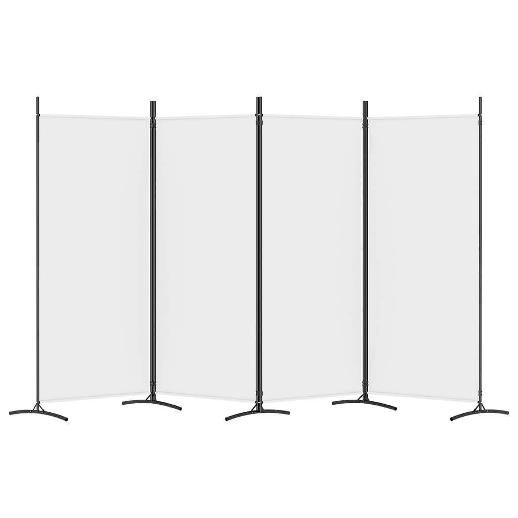 vidaXL 4-tlg. Paravent Weiß 346x180 cm Stoff