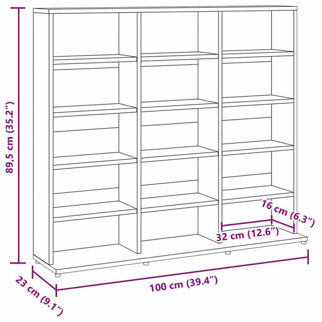 vidaXL CD-Regal Räuchereiche 102x23x89,5 cm Holzwerkstoff