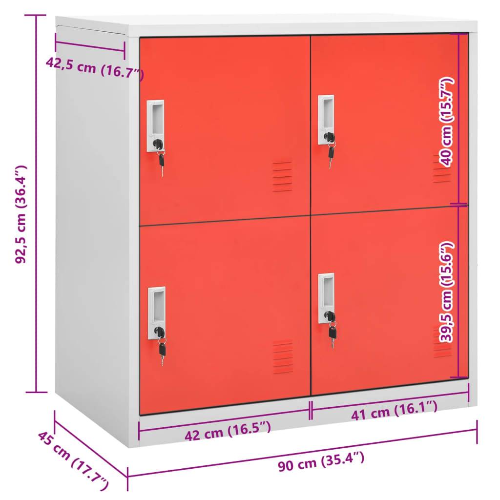vidaXL Schließfachschrank Hellgrau und Rot 90x45x92,5 cm Stahl