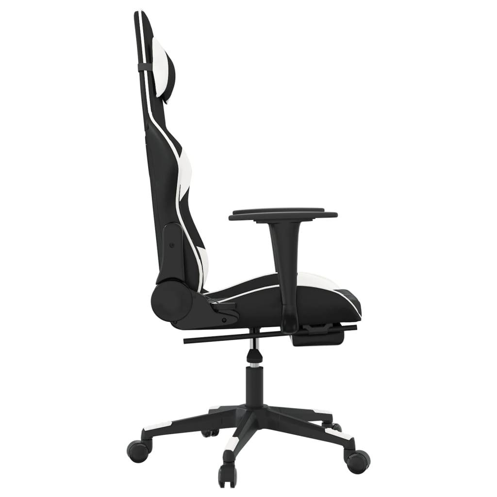 vidaXL Gaming-Stuhl mit Fußstütze Schwarz und Weiß Kunstleder
