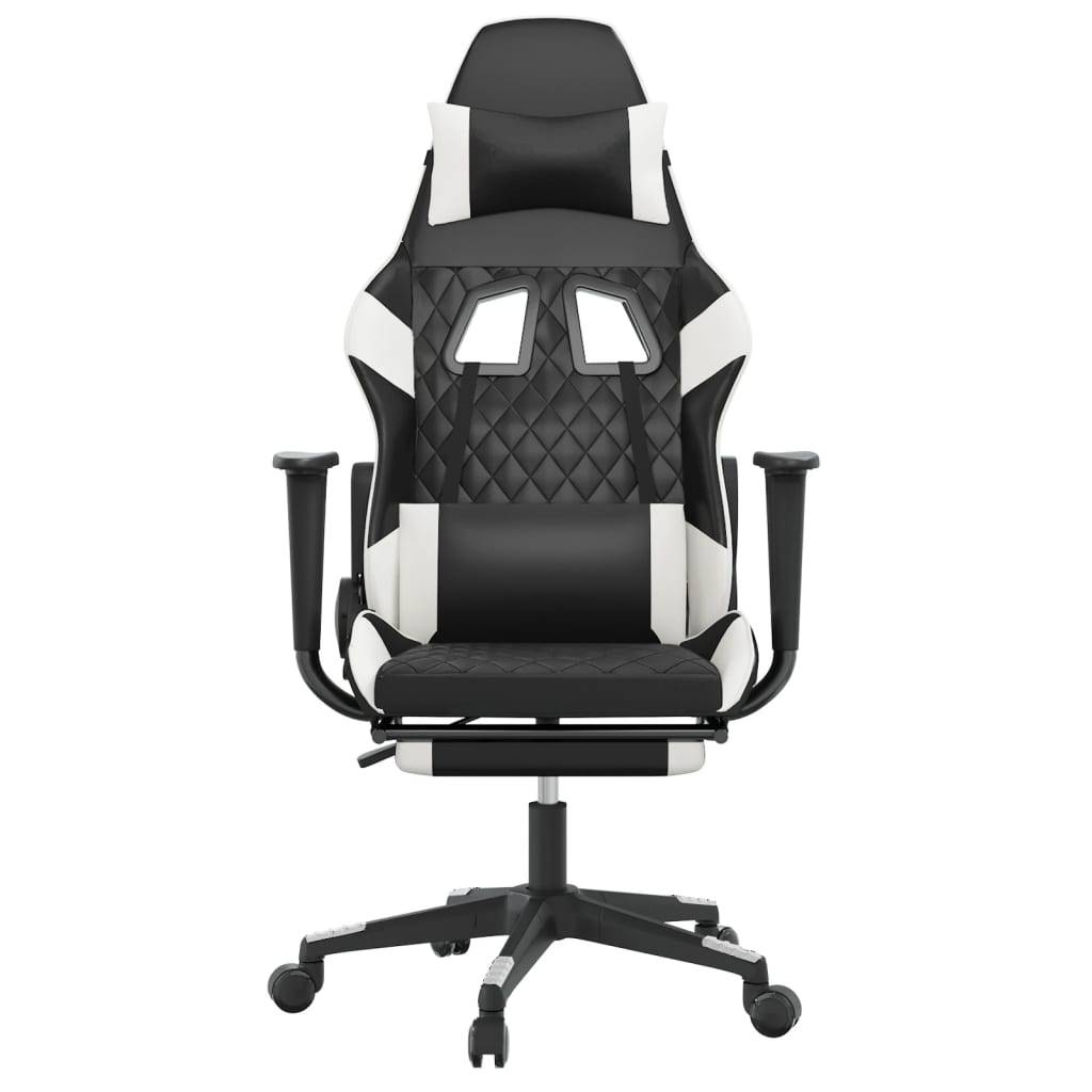 vidaXL Gaming-Stuhl mit Fußstütze Schwarz und Weiß Kunstleder