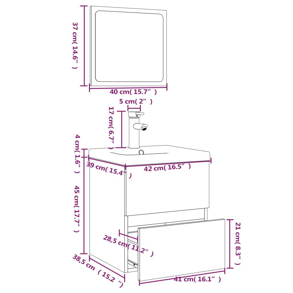 vidaXL Badmöbel-Set Räuchereiche Holzwerkstoff