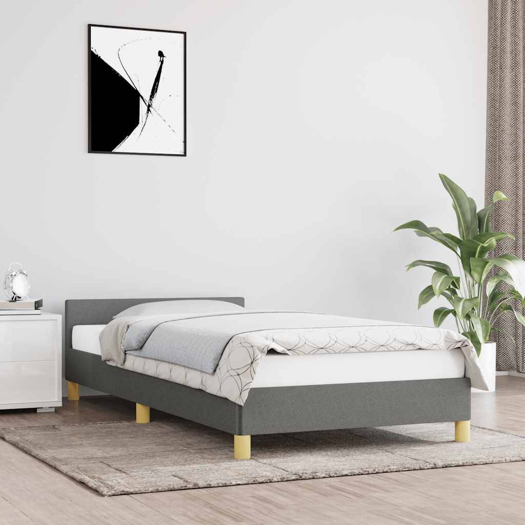 vidaXL Bettgestell ohne Matratze Dunkelgrau 90x190 cm Stoff