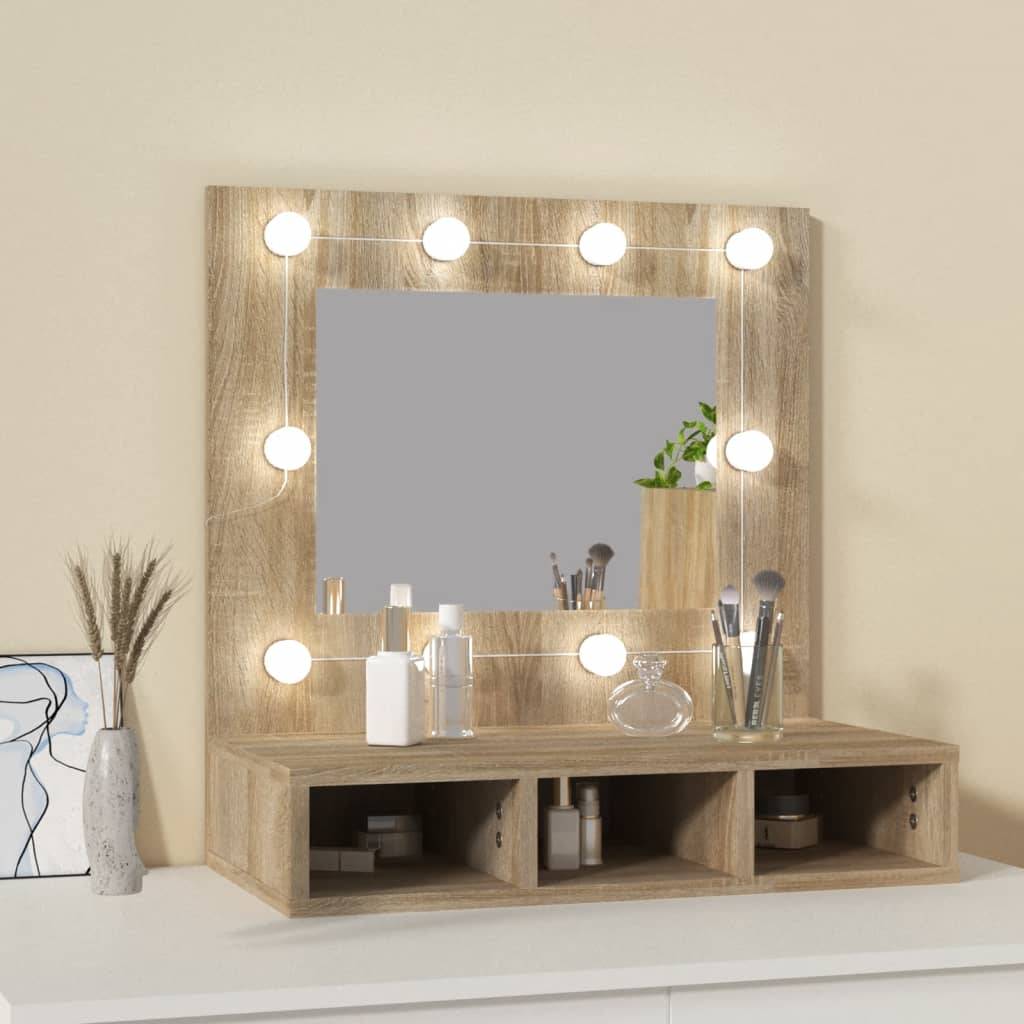 vidaXL Spiegelschrank mit LED Sonoma-Eiche 60x31,5x62 cm