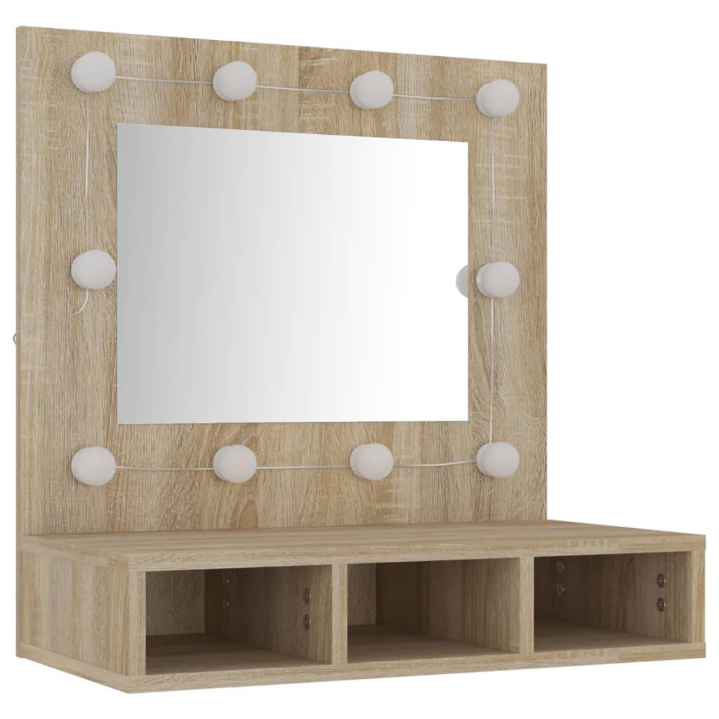 vidaXL Spiegelschrank mit LED Sonoma-Eiche 60x31,5x62 cm