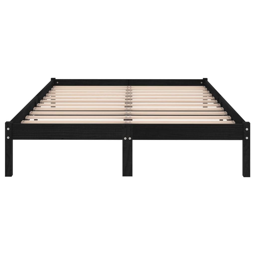 vidaXL Massivholzbett Schwarz Kiefer 200x200 cm