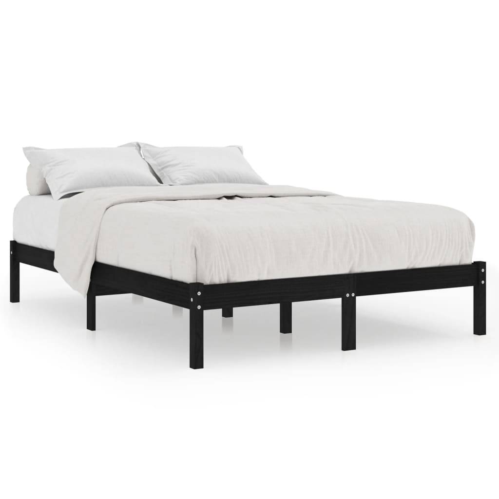 vidaXL Massivholzbett Schwarz Kiefer 200x200 cm