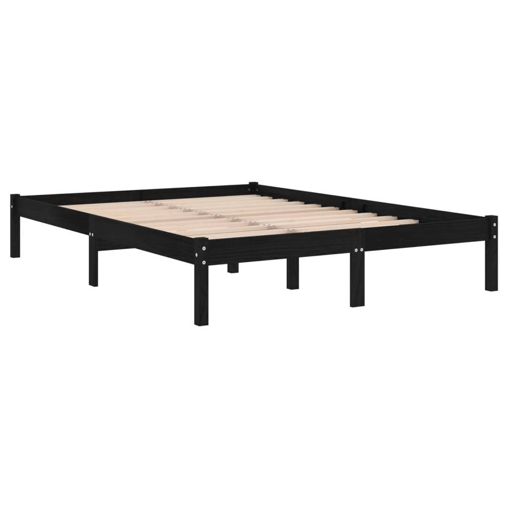 vidaXL Massivholzbett Schwarz Kiefer 200x200 cm