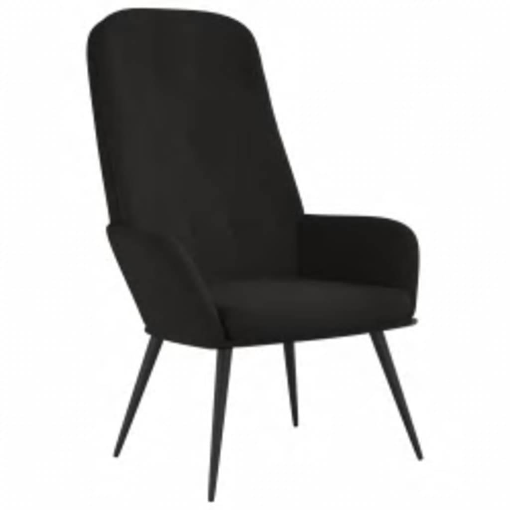 vidaXL Relaxsessel mit Hocker Schwarz Samt