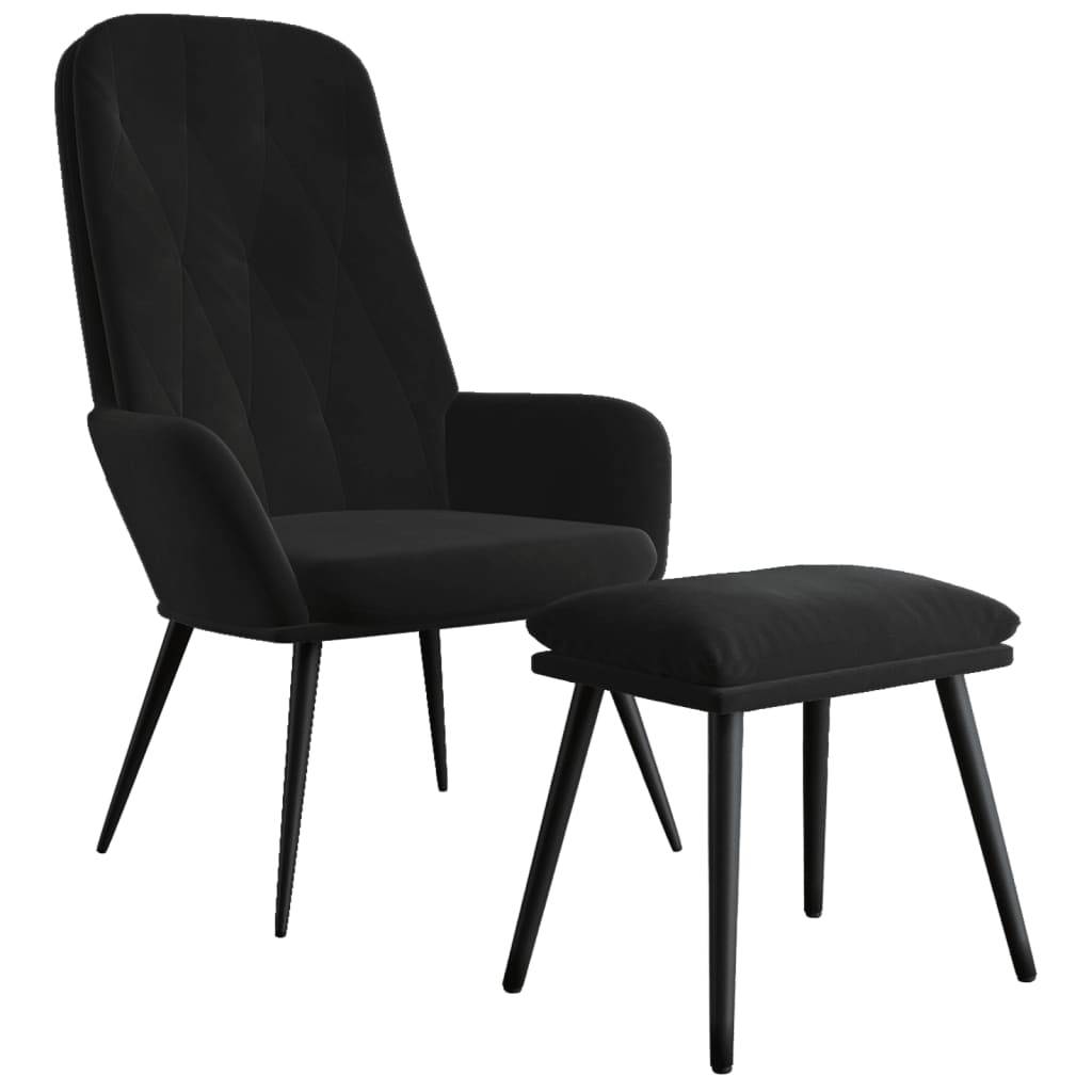 vidaXL Relaxsessel mit Hocker Schwarz Samt