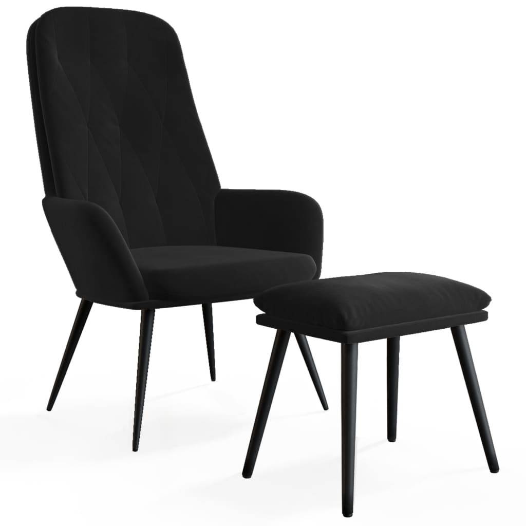 vidaXL Relaxsessel mit Hocker Schwarz Samt