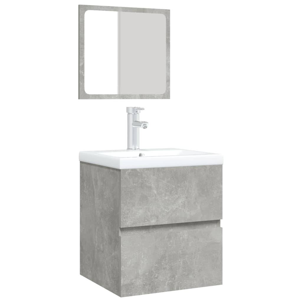 vidaXL Waschbeckenunterschrank mit Waschbecken und Spiegel Betongrau