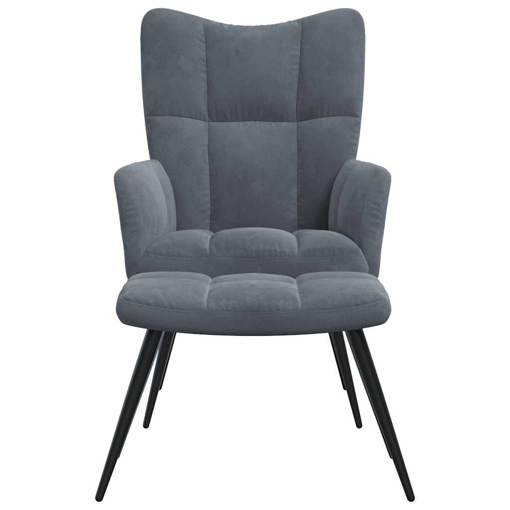 vidaXL Relaxsessel mit Hocker Dunkelgrau Samt