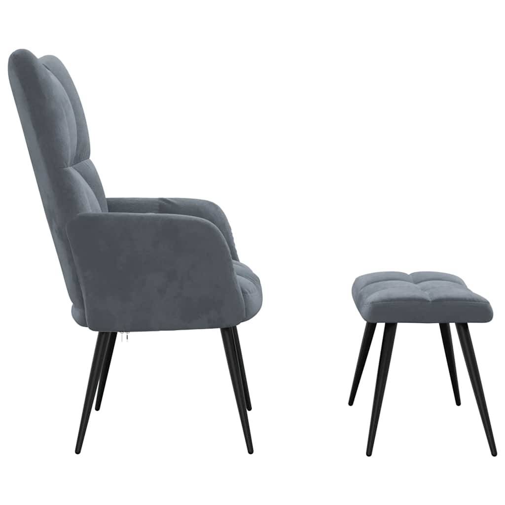 vidaXL Relaxsessel mit Hocker Dunkelgrau Samt