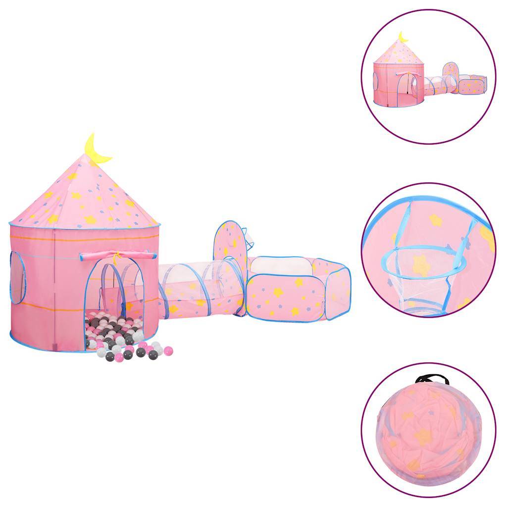 vidaXL Spielzelt mit 250 Bällen Rosa 301x120x128 cm